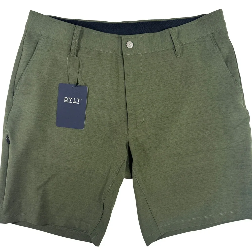 BYLT Kinetic Short Mens XL Dark Olive Green Performance Stretch Athleisure NEW